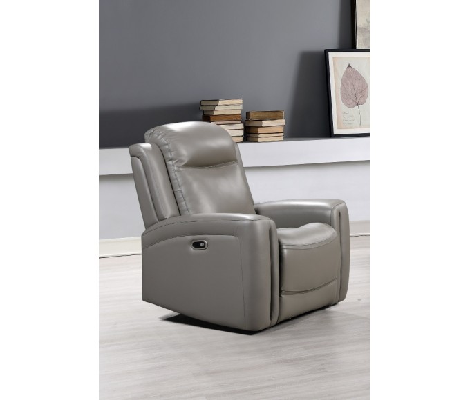 Katlyn Leather Power Reclining Chair - Grey